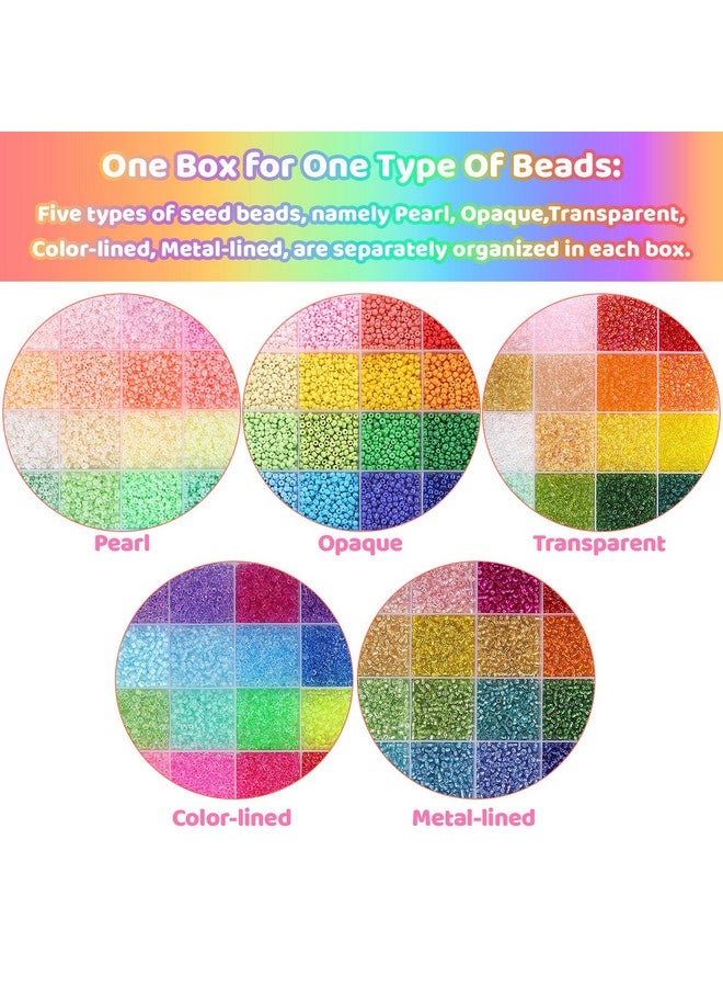 Funtopia 34000pcs+ 3mm Seed Beads for Jewelry Making, 5 Types 120 Colors Small Glass Beads for Bracelets, Friendship Bracelet Kit with Alphabet Letter Beads Smile Face Beads for DIY, Art and Craft - Image 2