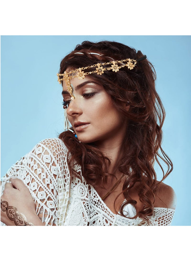 SYOSI 8 Pcs Gold Head Chain Jewelry Boho Headband Head Chain Head Chain Jewelry Prom Costume Hair Accessories Tassel Chain Hair Band Fashion Headbands Headpieces for Prom Wedding - Image 5