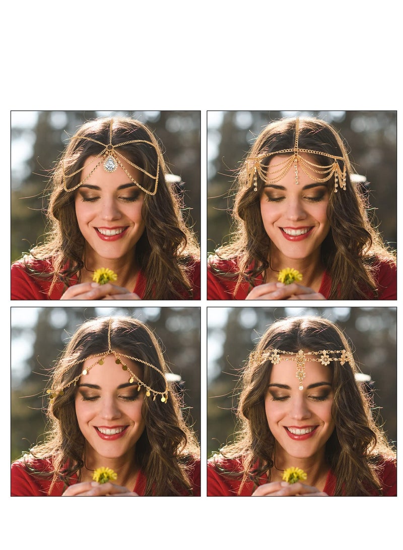 SYOSI 8 Pcs Gold Head Chain Jewelry Boho Headband Head Chain Head Chain Jewelry Prom Costume Hair Accessories Tassel Chain Hair Band Fashion Headbands Headpieces for Prom Wedding - Image 3