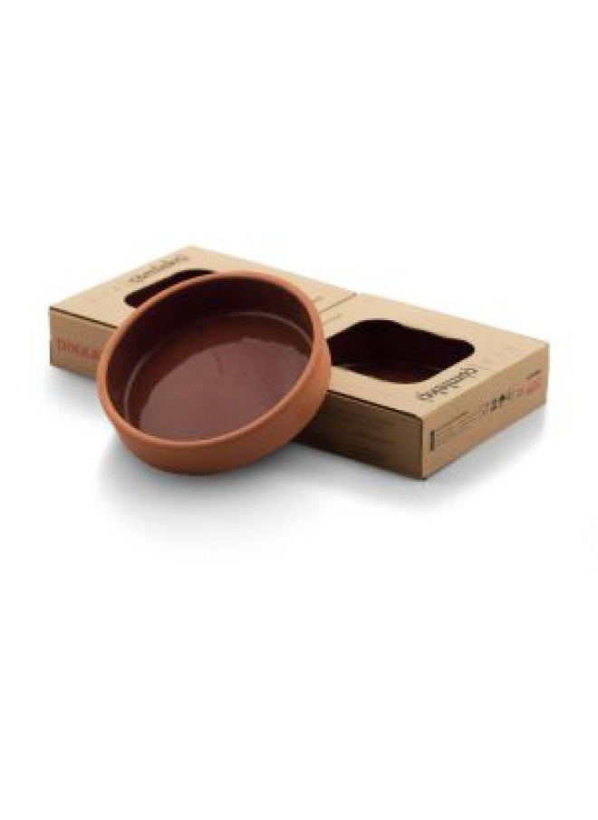 DANUBE HOME Terracotta 2-Piece Inner-Glazed Round Bowl Set Safe 100% Natural earthenware Eco friendly terracotta pots Mexican Indian Korean moroccan Dishes - Brown - 16x4 cm  - Image 1