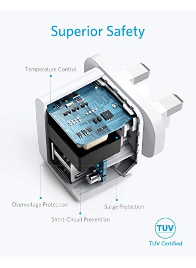 Anker USB Plug, PowerPort Mini Dual Port USB Charger, Super Compact Wall Charger, 2.4A Output for iPhone 16/16 Pro/16 Plus /16 Pro Max, 15/14/13/12 Series, iPad, Samsung, Huawei, Xiaomi and More - Image 4