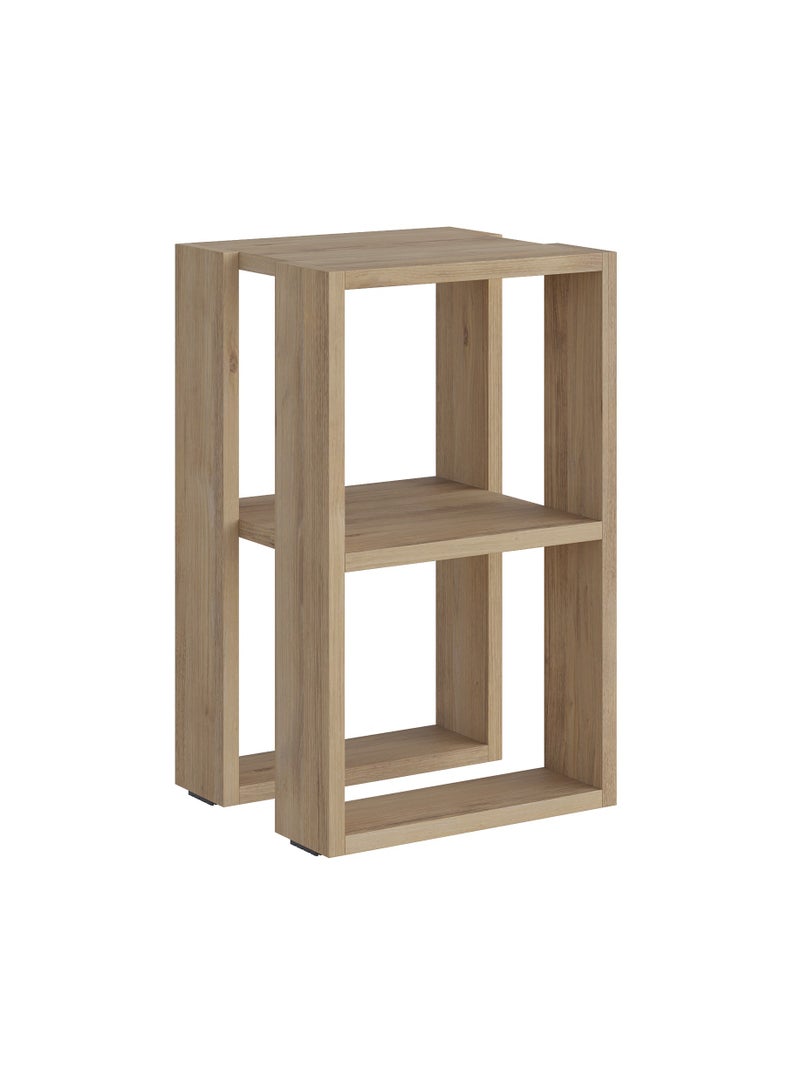 موراه طاولة جانبية عصرية من موراه هوم لوني | طاولة جانبية متعددة الاستخدامات لغرفة النوم والمعيشة | طاولة بطابقين | 30×34×55 سم، لون خشب البلوط - Image 3