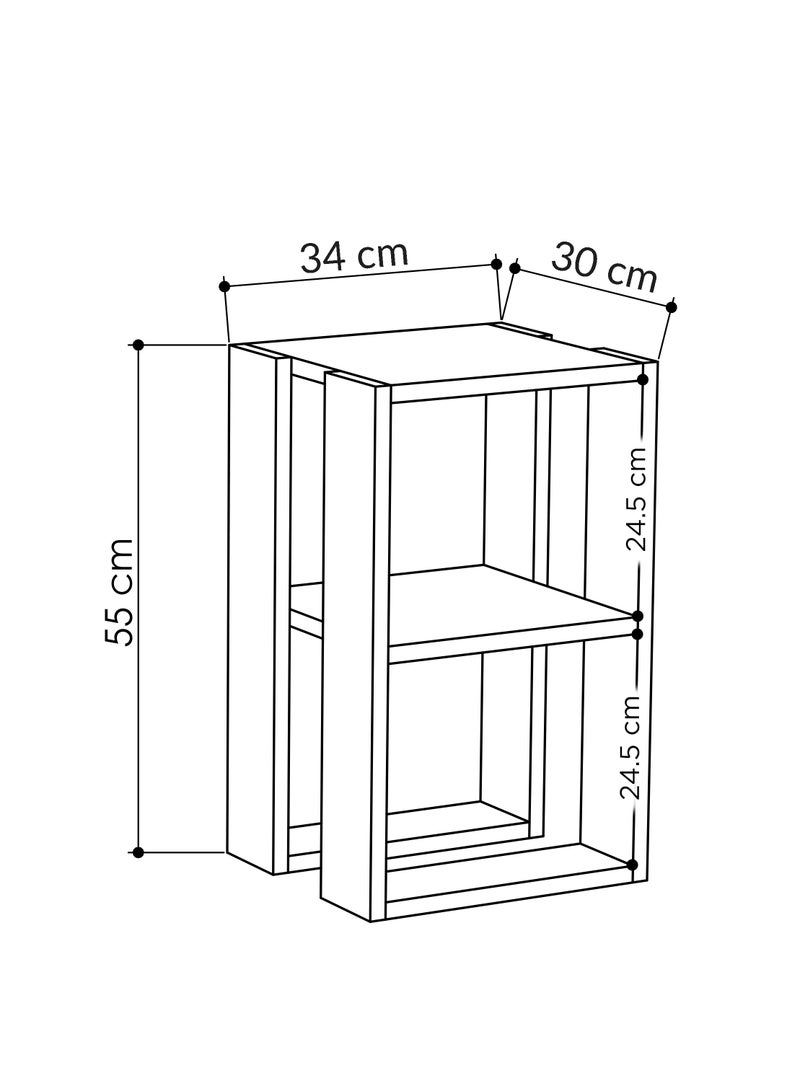 موراه طاولة جانبية عصرية من موراه هوم لوني | طاولة جانبية متعددة الاستخدامات لغرفة النوم والمعيشة | طاولة بطابقين | 30×34×55 سم، لون خشب البلوط - Image 4