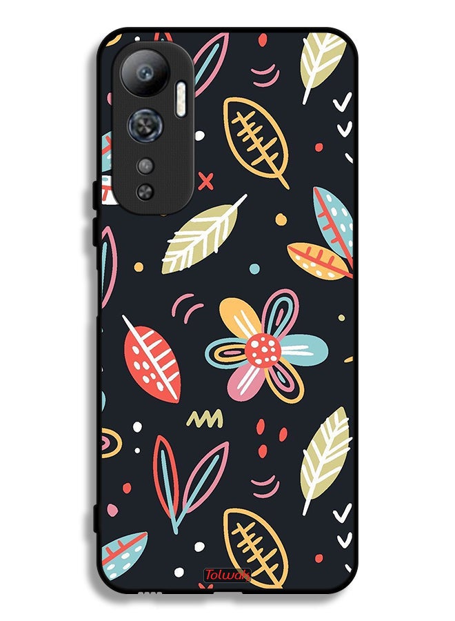 Tolwak Infinix Hot 20 4G Protective Case Cover Flowers And Leaves Abstract Art - Image 2