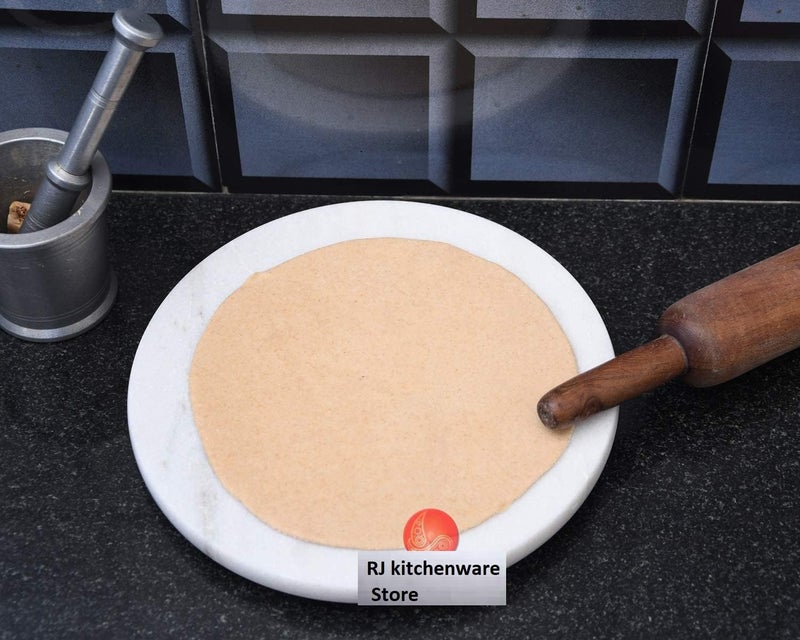 RJ kitchenware Store متجر أدوات المطبخ RJ شاكلا بيلان من الرخام الأبيض 10 إنش شاكلا رخامية مع بيلان 12 إنش للمطبخ المنزلي ألواح شاكلا بيلان من الرخام الأبيض 9 إنش - Image 1
