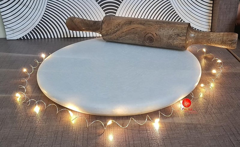RJ kitchenware Store متجر أدوات المطبخ RJ شاكلا بيلان من الرخام الأبيض 10 إنش شاكلا رخامية مع بيلان 12 إنش للمطبخ المنزلي ألواح شاكلا بيلان من الرخام الأبيض 9 إنش - Image 3