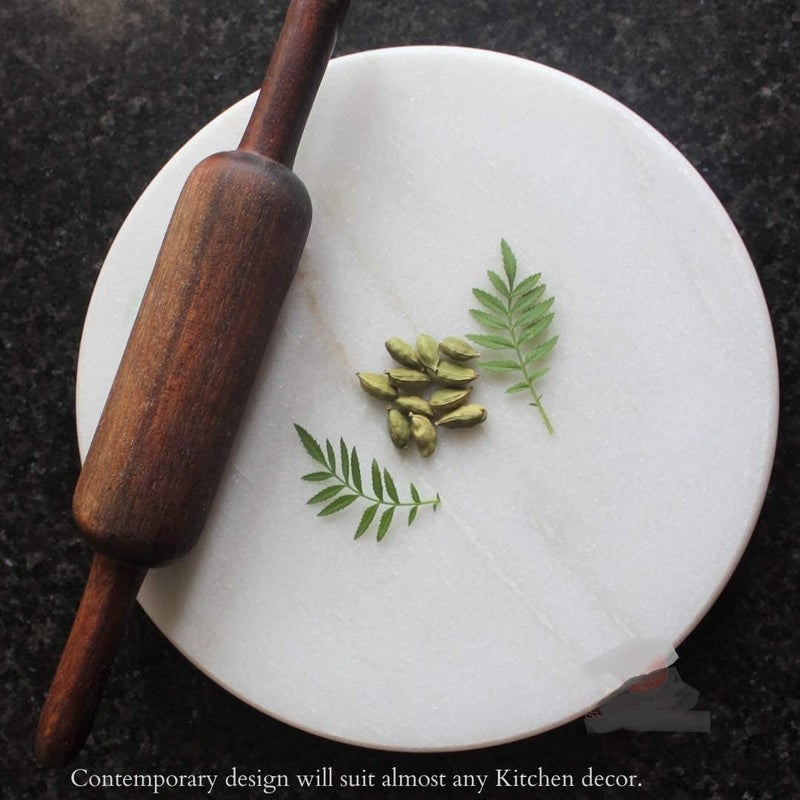 RJ kitchenware Store متجر أدوات المطبخ RJ شاكلا بيلان من الرخام الأبيض 10 إنش شاكلا رخامية مع بيلان 12 إنش للمطبخ المنزلي ألواح شاكلا بيلان من الرخام الأبيض 9 إنش - Image 4