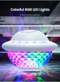 Floating Pool Speakers with Colorful LED Lights, IPX7 Waterproof Hot Tub Bluetooth Speaker, 10W Stereo Loud Sound, Built-in Mic, Portable Wireless Speakers for Shower Bathtub Beach Outdoor Swim-White