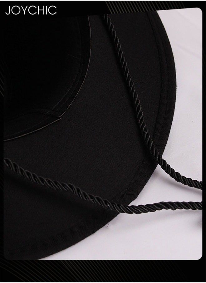 Joychic Classic Wide Brim Sun Protection Western Cowboy Style Hat with Adjustable Drawstring for Men Women Outdoor Travel Camping Black  - Image 3