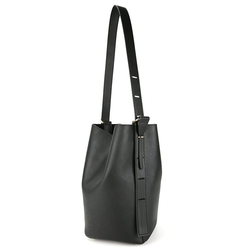 Top Layer Cowhide Bucket Bag Niche Design High-End Shoulder Bag Lazy Commuter Crossbody Bag - Image 4