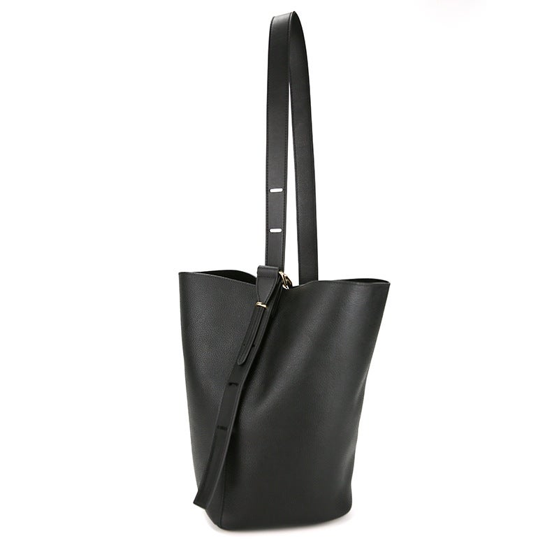 Top Layer Cowhide Bucket Bag Niche Design High-End Shoulder Bag Lazy Commuter Crossbody Bag - Image 5