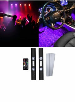 Y&D RGB Wireless LED Lights, Rechargeable Car Interior Ambient Lighting Accessories, Voice-Activated Underdash Kits with Remote, 2pcs  - Image 1