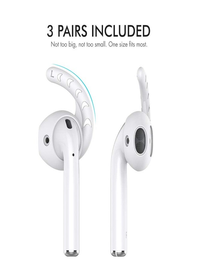 AhaStyle 3 Pairs AirPods Ear Hooks Cover Silicone Accessories Compatible with Apple AirPods and EarPods Headphones(Milk White) - Image 3