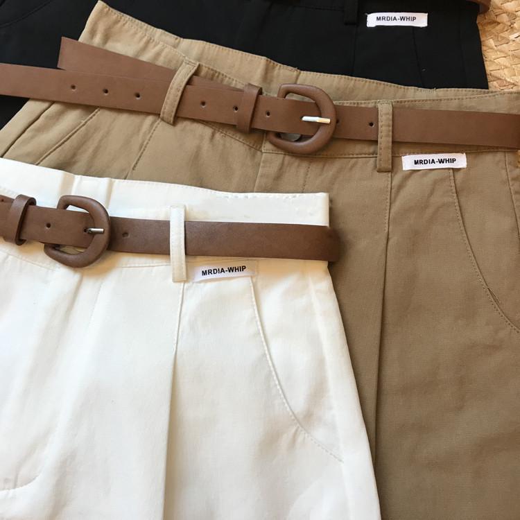 2024 Summer Casual High-Waist Shorts with Belt for Women Khaki  - Image 5