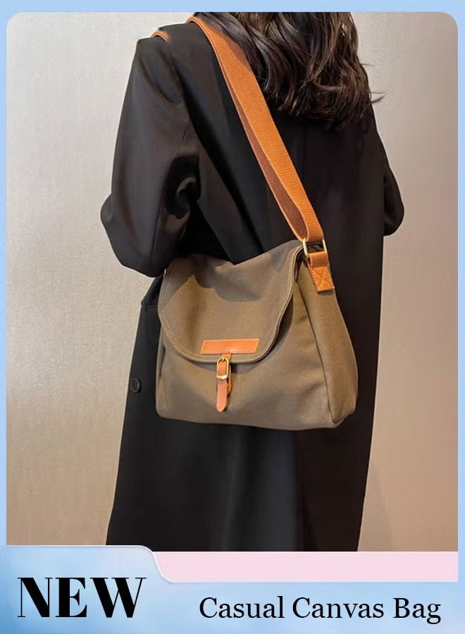 كان واي حقيبة نسائية قماشية بسعة كبيرة كتف واحد حقيبة حمل كاجوال بلون سادة متعدد الاستخدامات - Image 1