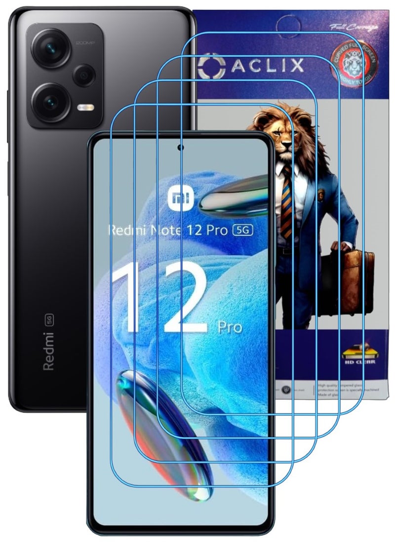 ACLIX 4 Pieces Antistatic ESD Dustproof Premium Quality High Definition Clear Tempered Glass Screen Protector Designed For Xiaomi Redmi Note 12  Pro - Image 1