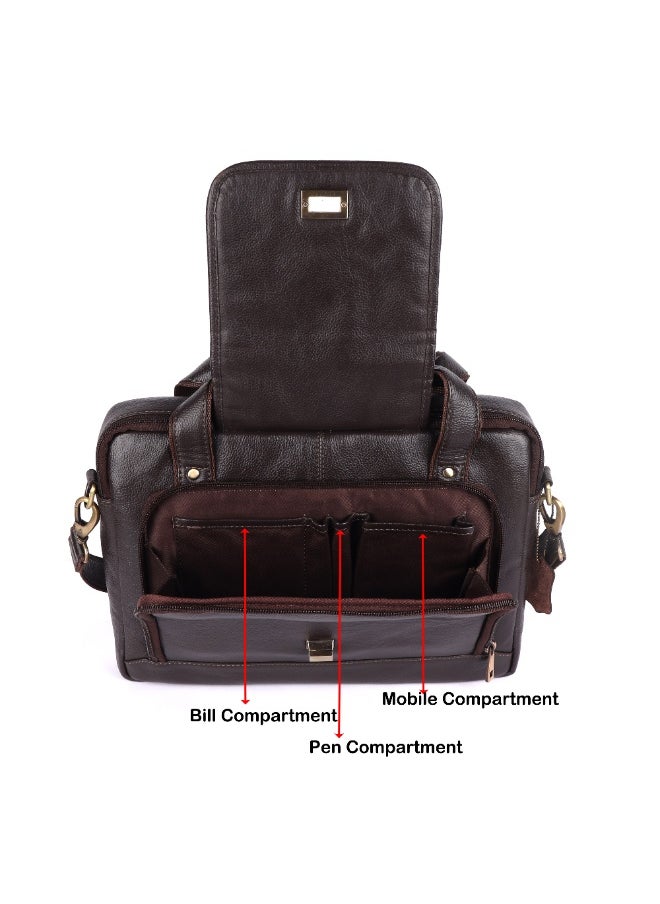 LAVERI LEATHER LAVERI Laptop Bag for Men - Leather Messenger Bag for Office - Fits up to 15 Inch Laptop - Shoulder Bag with Multiple Compartments - Executive Leather Bag for Work/Travel/Casual  - 2870  - Image 3