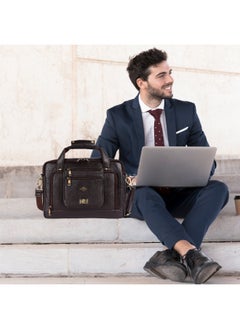 ليفراي حقيبة كمبيوتر محمول من الجلد الطبيعي للرجال والنساء من LAVERI® - تناسب حتى 15.6 بوصة حقيبة مكتب من جلد البقر حقيبة كروس بودي للأعمال حقيبة تنفيذية لجهاز iPad Macbook حزام كتف قابل للتعديل جودة ممتازة  - Image 4