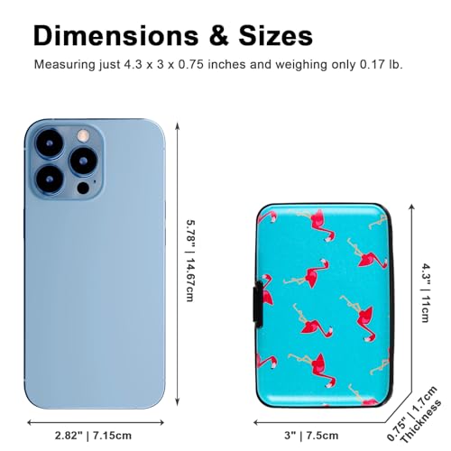 Kaabao Credit Card Holder for Women Men Small RFID Blocking Wallet Business Metal Slim Mini Aluminum Hard Case Gift (Flamingo Blue Background) - Image 5