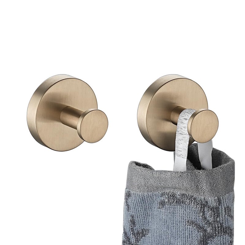 JQK Champagne Bronze Towel Hook Coat Robe Clothes Hook for Bathroom Kitchen Garage Wall Mounted 2 Pack 304 Stainless Steel TH600CBP2 - Image 2