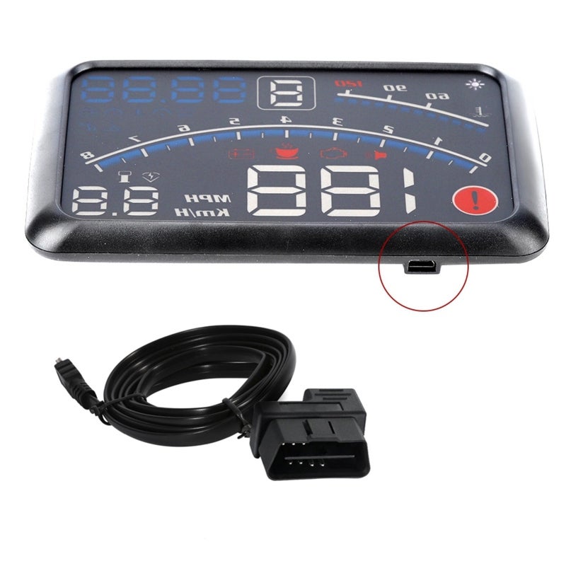 عرض سرعة HUD للسيارة بشاشة عالية الدقة مقاس 5.5 بوصة بتقنية OBD2 والتشغيل الفوري - عرض السرعة ودوران المحرك ودرجة حرارة الماء والجهد واستهلاك الوقود ورموز أعطال المحرك للسيارات المزودة بمنفذ OBD2 وEUOBD - Image 5