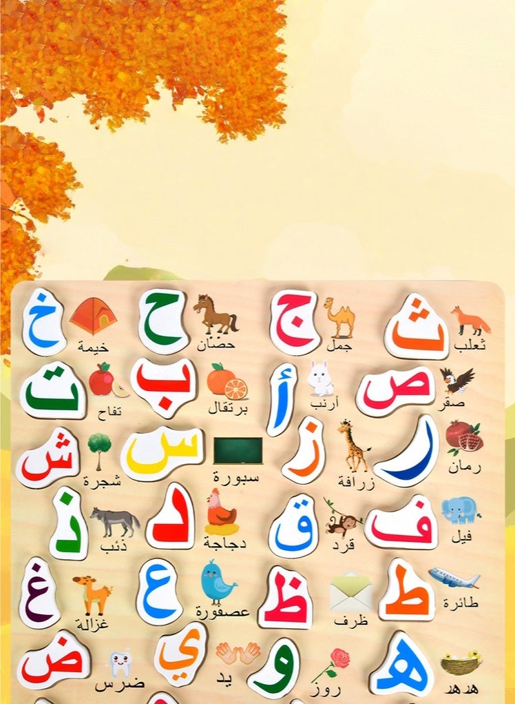 Arabic alphabet puzzle toys wooden color language learning toys 3D puzzles early childhood education Montessori matching alphabet toys - Image 3