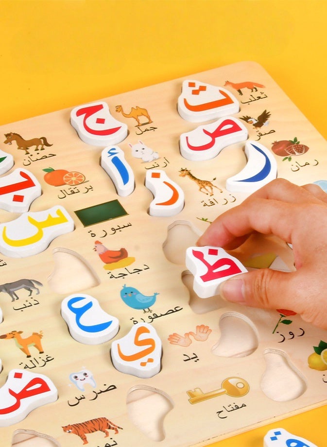 Arabic alphabet puzzle toys wooden color language learning toys 3D puzzles early childhood education Montessori matching alphabet toys - Image 2