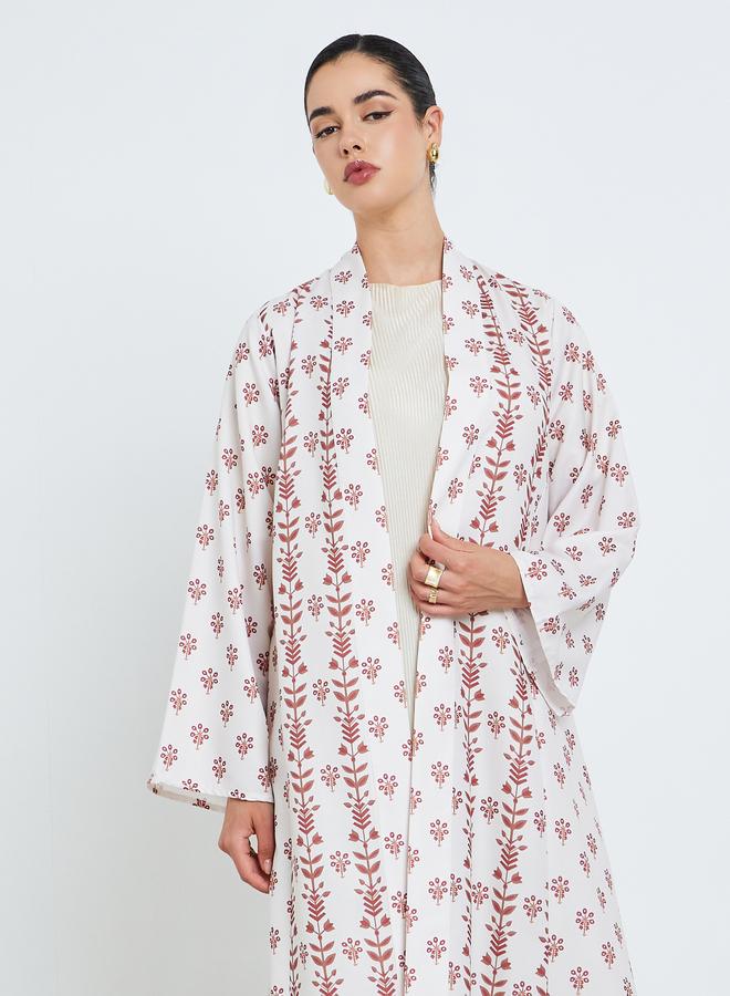 Amirah Front open abaya with wider facing at CF. no pockets. Digital print on poly rayon fabric - Image 2