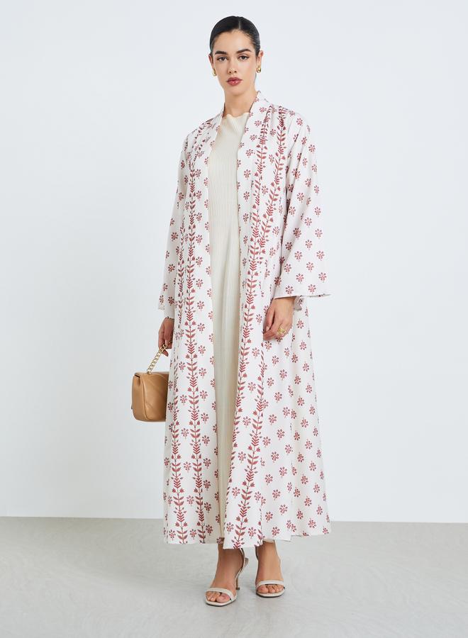 Amirah Front open abaya with wider facing at CF. no pockets. Digital print on poly rayon fabric - Image 1