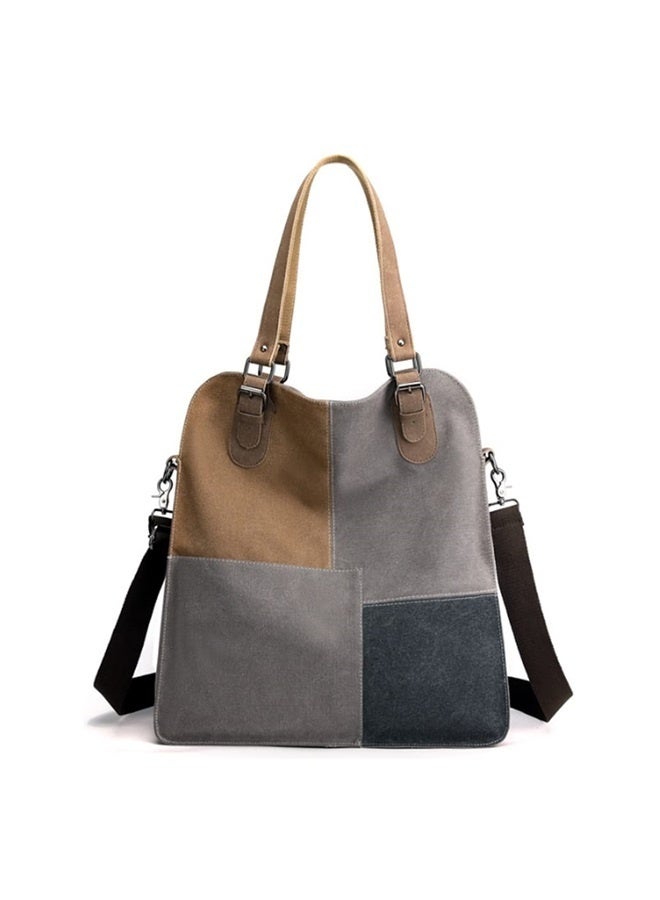 Women Canvas Tote Bag Top-handle Purses Contrast Color Crossbody Shoulder Bags Commuter Handbags  - Image 1