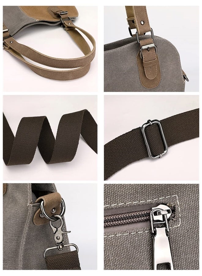 Women Canvas Tote Bag Top-handle Purses Contrast Color Crossbody Shoulder Bags Commuter Handbags  - Image 3