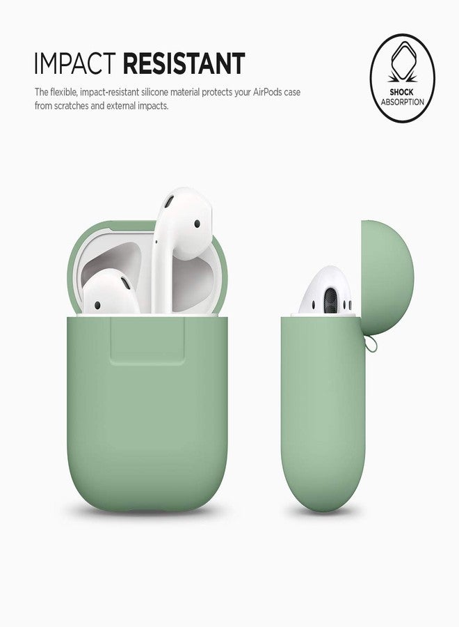 elago Premium Silicone AirPods Case Designed for Apple AirPods 1 and 2 [Front LED Visible] [Pastel Green] - Image 3