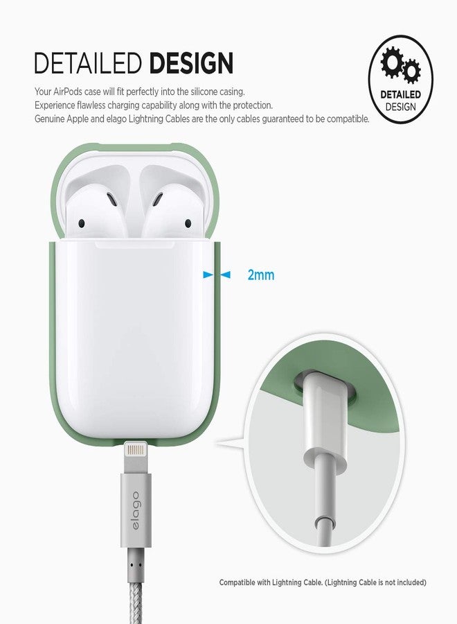 elago Premium Silicone AirPods Case Designed for Apple AirPods 1 and 2 [Front LED Visible] [Pastel Green] - Image 4