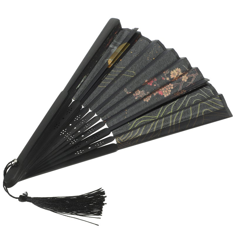 2pcs Chinese Style Handle Fan Chinese Folding Fan Oriental Handheld Silk Fabric Fan Decoration - Image 5