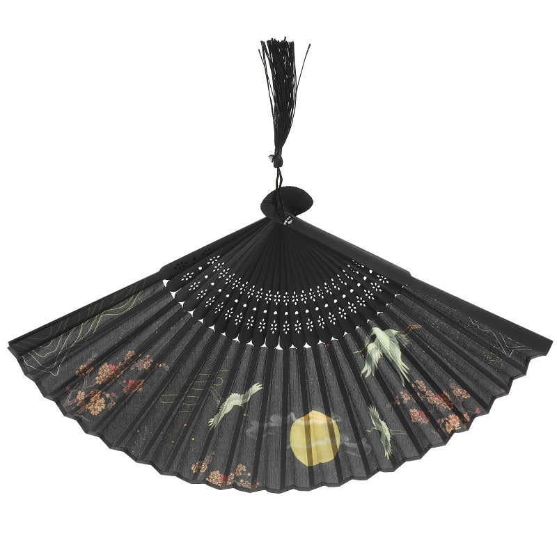 2pcs Chinese Style Handle Fan Chinese Folding Fan Oriental Handheld Silk Fabric Fan Decoration - Image 3