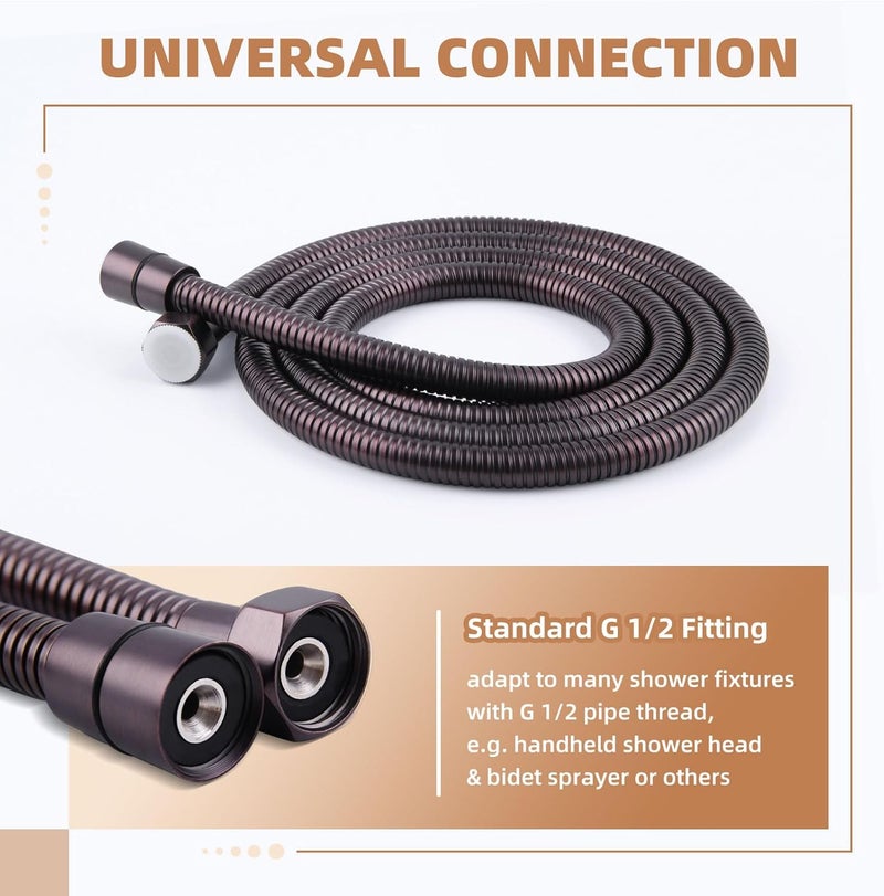 Angle Simple Handheld Shower Hose Replacement G 1/2 Thread Type, Stainless Steel Flexible Shower Head Hose Extra Long, 79 Inches, Oil Rubbed Bronze - Image 5