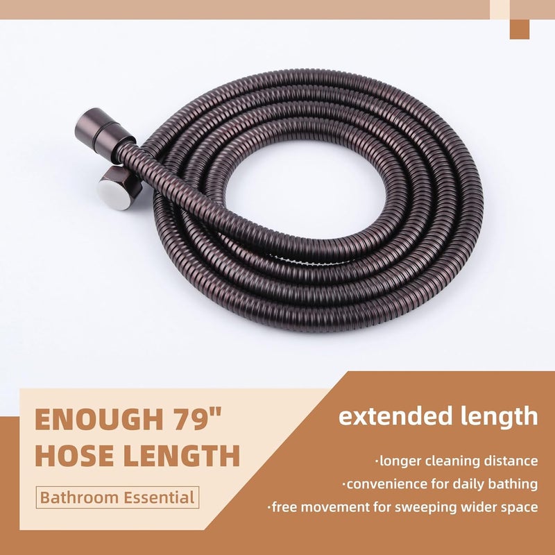 Angle Simple Handheld Shower Hose Replacement G 1/2 Thread Type, Stainless Steel Flexible Shower Head Hose Extra Long, 79 Inches, Oil Rubbed Bronze - Image 4