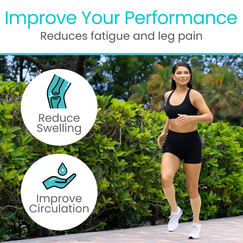 Vive Knee High Compression Socks for Women & Men â€“ 15-20mmHg Medical Support Stockings for Varicose Veins, Swelling, Soreness & Airplane Travel â€“ Breathable TED Hose for Legs & Feet, Pregnancy (Beige) - Image 4