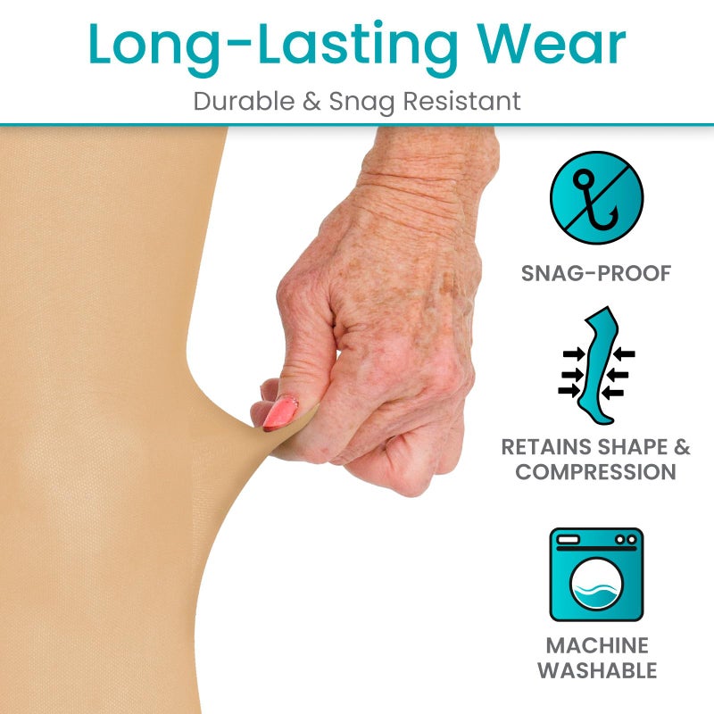 Vive Knee High Compression Socks for Women & Men â€“ 15-20mmHg Medical Support Stockings for Varicose Veins, Swelling, Soreness & Airplane Travel â€“ Breathable TED Hose for Legs & Feet, Pregnancy (Beige) - Image 5