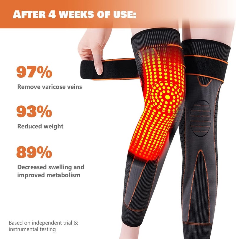 Ofrdncy Leg Compression Sleeve Full Leg 2 Pack Long/Self-Heating Knee Brace for Men Women Knee Support Protector for Running,Weightlifting, Workout and other Sport-4Sizes - Image 3
