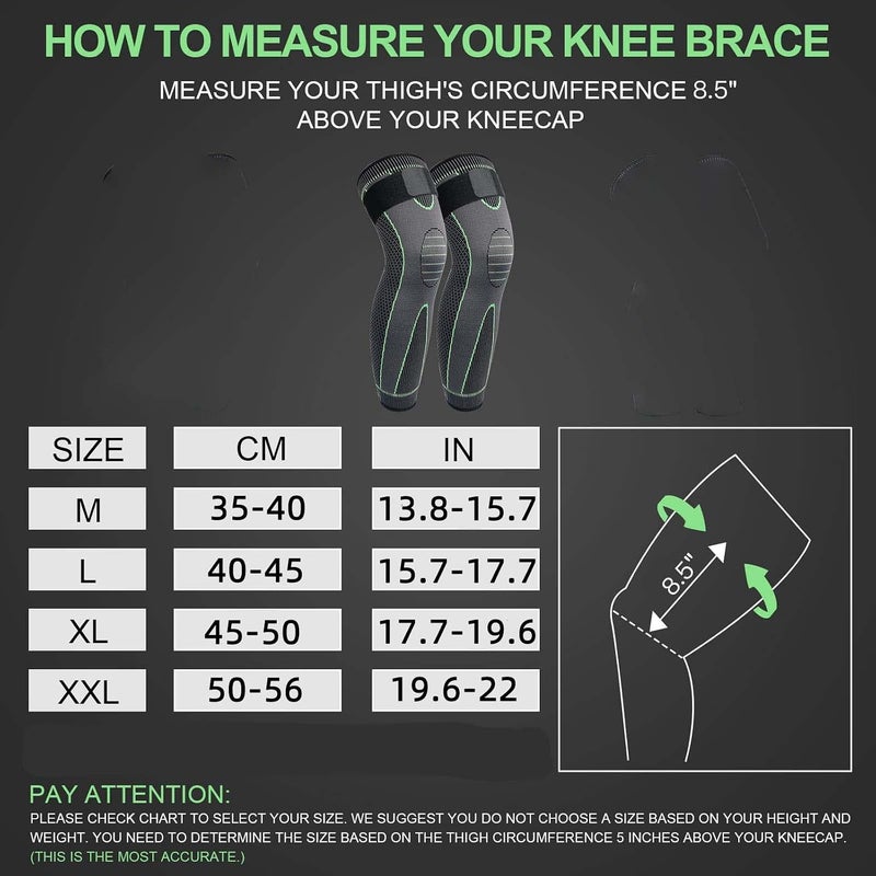 Ofrdncy Leg Compression Sleeve Full Leg 2 Pack Long/Self-Heating Knee Brace for Men Women Knee Support Protector for Running,Weightlifting, Workout and other Sport-4Sizes - Image 1