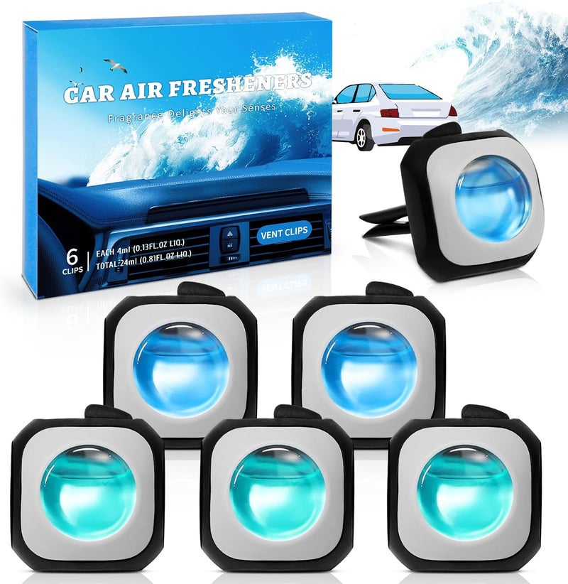 SCENTORINI Car Air Freshener Vent Clips - 6 Pack with Sea Breeze & New Car Fragrance - Image 1