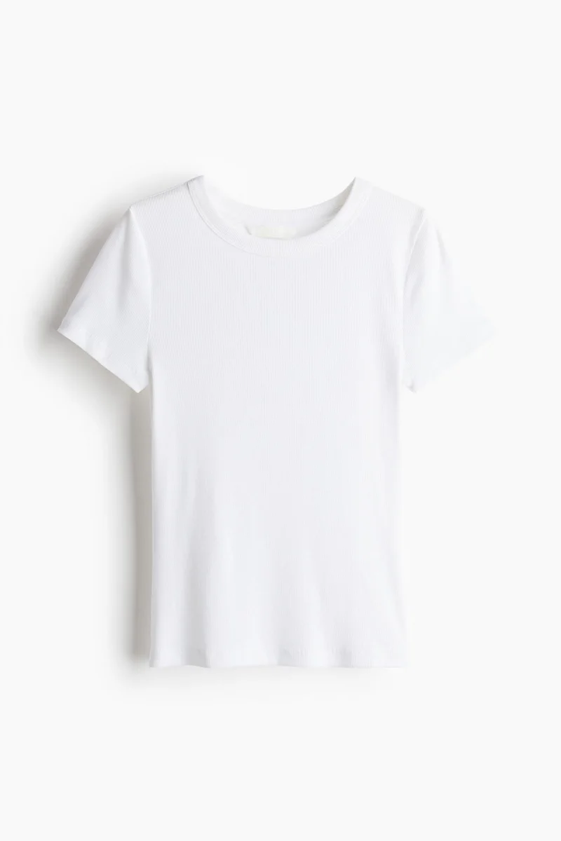 H&M Ribbed modal-blend T-shirt