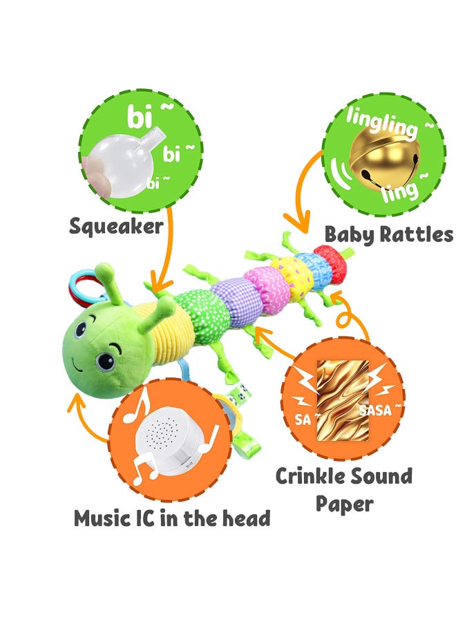 SKKBABY Music Paper 0-3 Years Old Newborn Gift Hold Puppet Baby Comfort Caterpillar Plush Doll Baby-Specifications:Green Caterpillar Long Rattle - Image 2