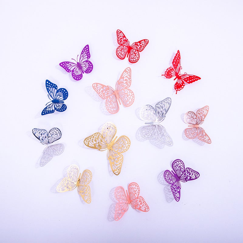 Hollow 3D Butterfly Decorative Wall Stickers Hollow Butterfly Children'S Stickers Home Living Room Festive Three-Dimensional Butterfly Decorations - Image 2