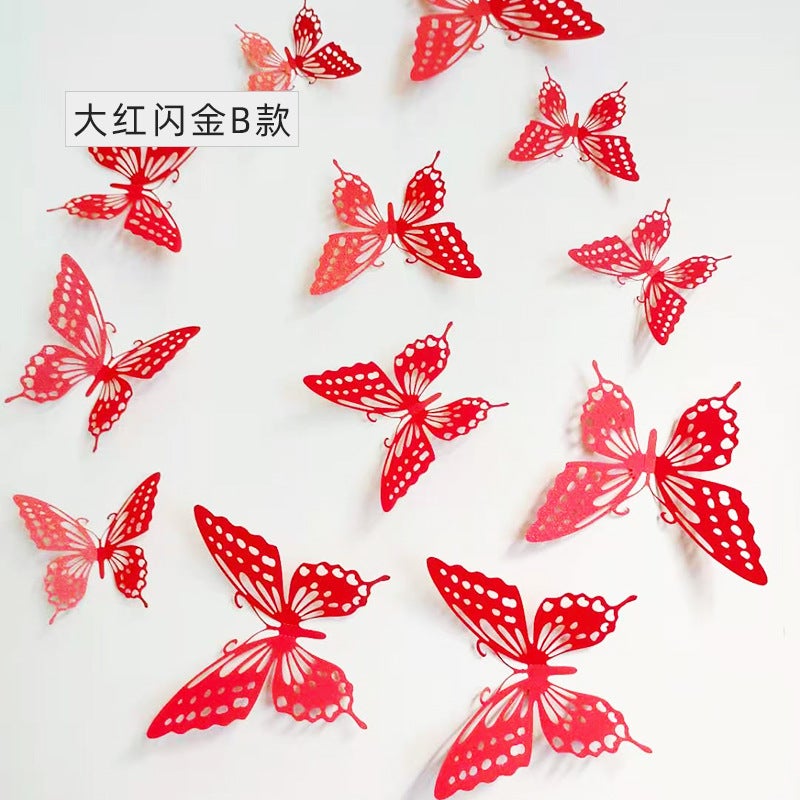Hollow 3D Butterfly Decorative Wall Stickers Hollow Butterfly Children'S Stickers Home Living Room Festive Three-Dimensional Butterfly Decorations - Image 1
