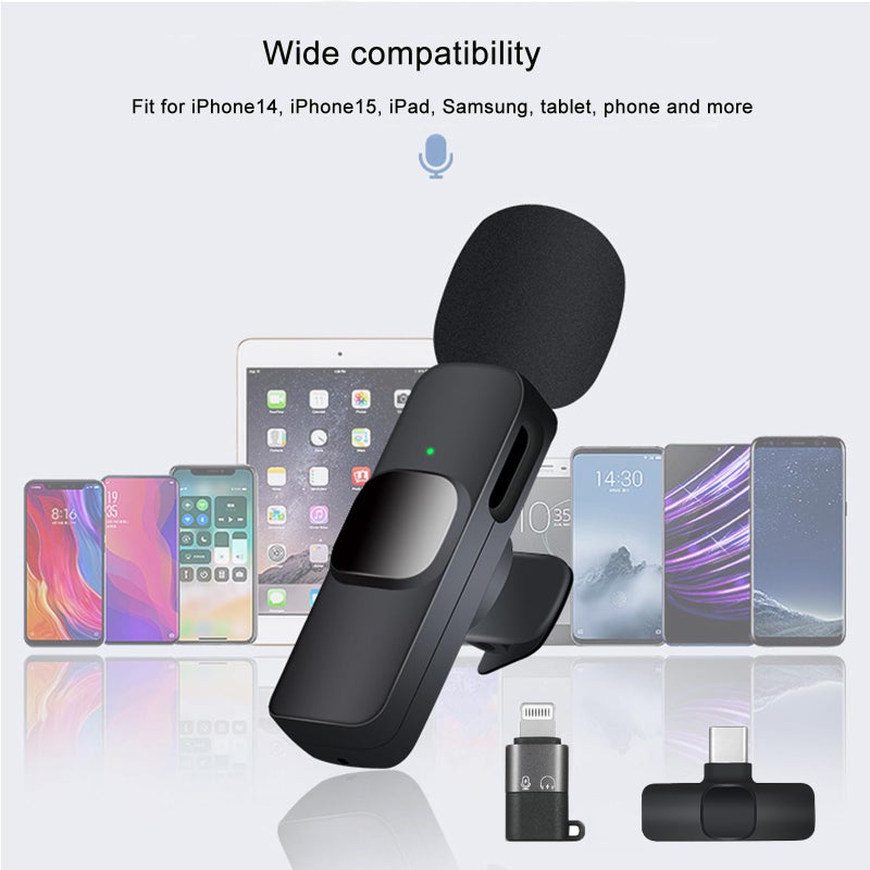 LOOBOAKY Professional Wireless Lavalier Microphone for iPhone, iPad, Android Phone, Mini Microphone, Wireless Lapel Mic for Video Recording, Interview Podcast Vlog YouTube Tiktok for Content Creators - Image 2