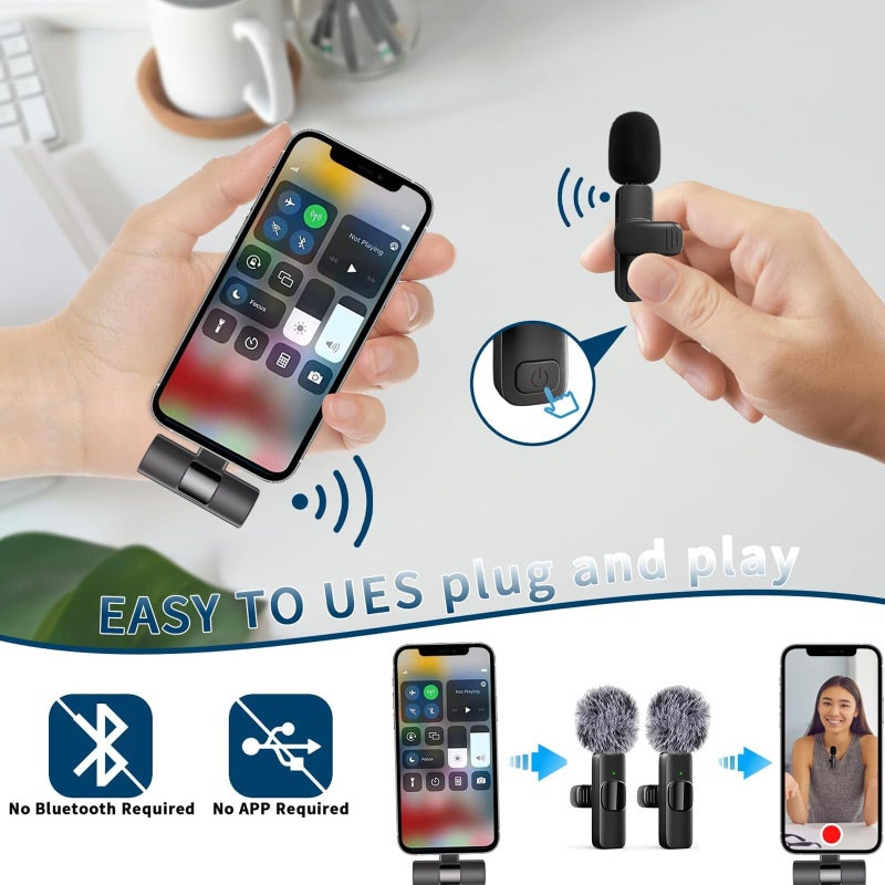 LOOBOAKY Professional Wireless Lavalier Microphone for iPhone, iPad, Android Phone, Mini Microphone, Wireless Lapel Mic for Video Recording, Interview Podcast Vlog YouTube Tiktok for Content Creators - Image 3