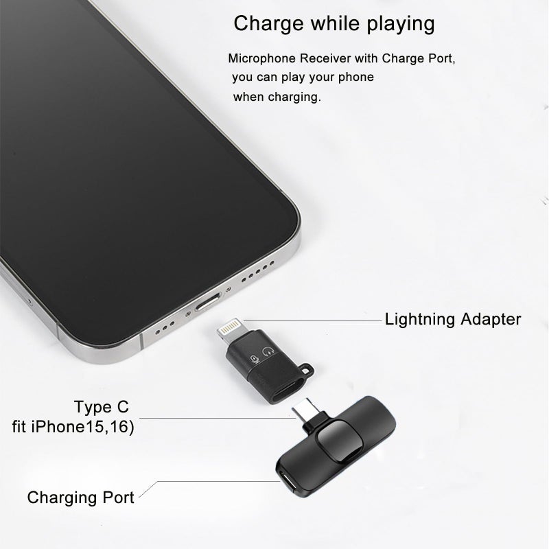 LOOBOAKY Professional Wireless Lavalier Microphone for iPhone, iPad, Android Phone, Mini Microphone, Wireless Lapel Mic for Video Recording, Interview Podcast Vlog YouTube Tiktok for Content Creators - Image 5