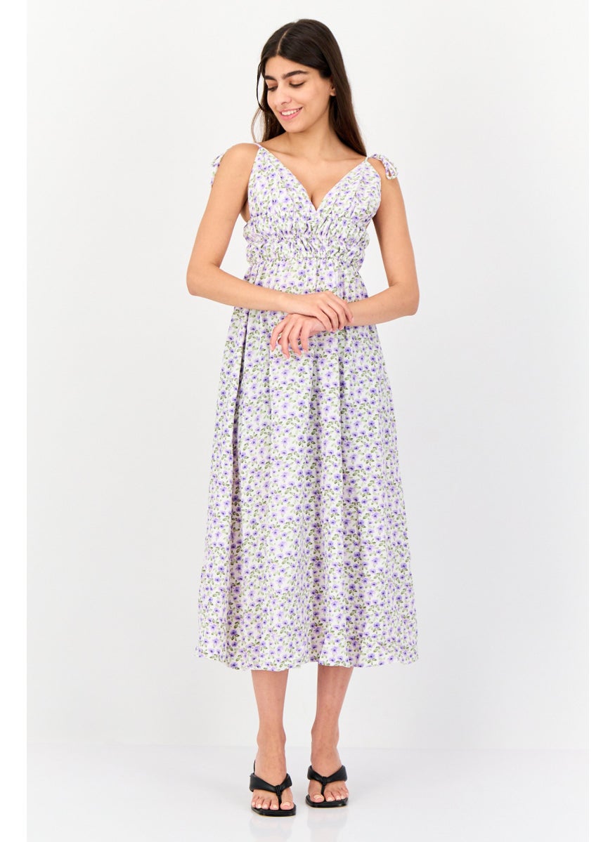 BRAVE SOUL Women Floral Print Casual Midi Dress, Multicolor  - Image 1